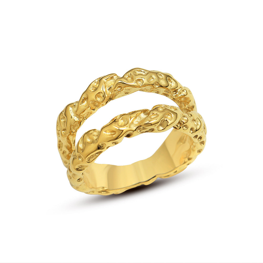 Luna Double Layer Stack Ring with 18K Gold Finish