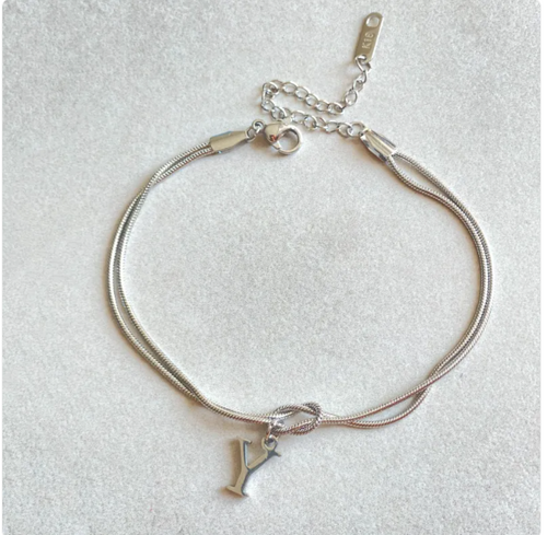 A-Z Luna Love Knot Bracelet – Gold Snake Chain Charm