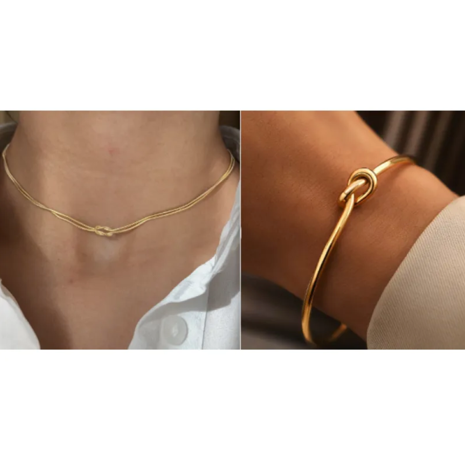 Luna Signature Knot Collection Necklace & Handwoven Bracelet Set