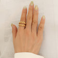 Luna Double Layer Stack Ring with 18K Gold Finish