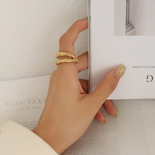 Luna Double Layer Stack Ring with 18K Gold Finish