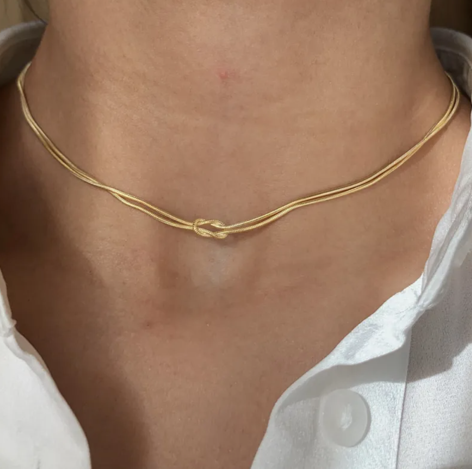 Luna Signature Knot Collection Necklace & Handwoven Bracelet Set